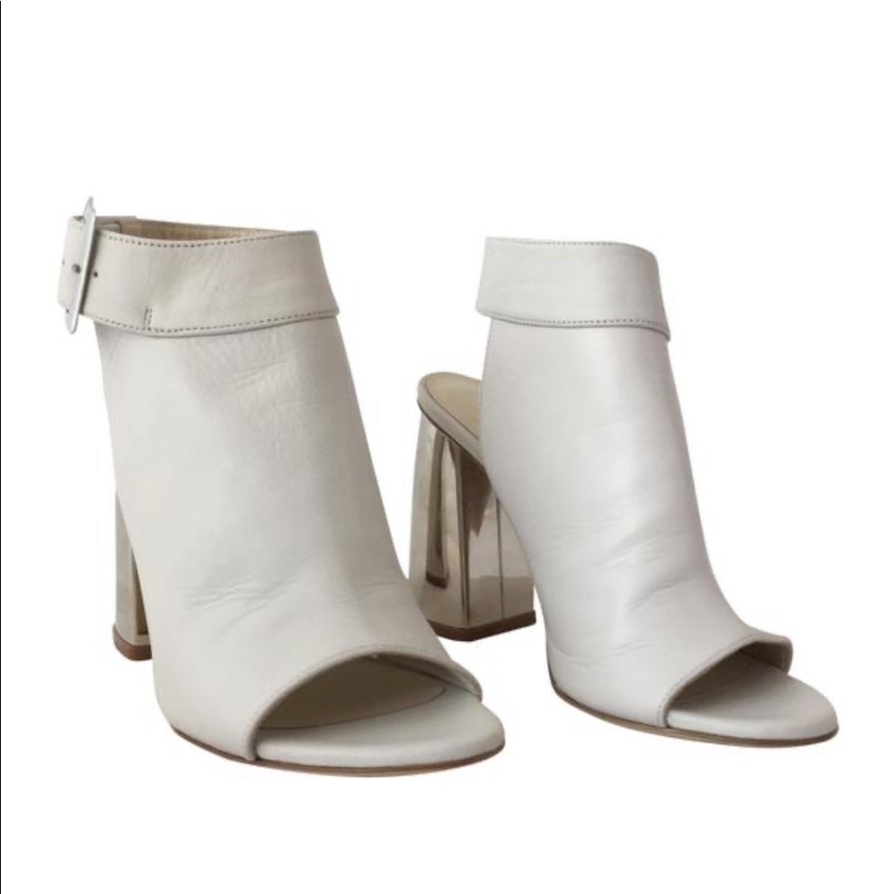 Dee Keller Off White Chunky Mirror Heel Booties